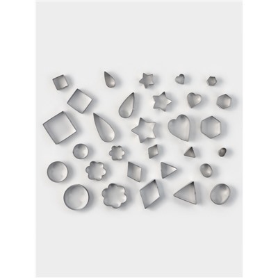 Формы для печенья Доляна «Ассорти», набор 30 шт., в кейсе, нержавеющая сталь, серебристые