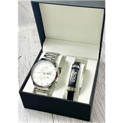 Подарочный набор для мужчины часы и браслет + коробка #22853339
