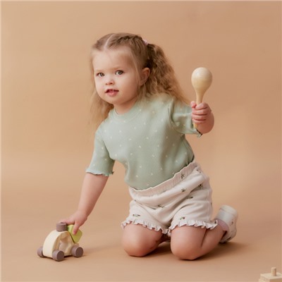 Футболка детская «Крошка Я» Olives, рост 62-68, оливковая