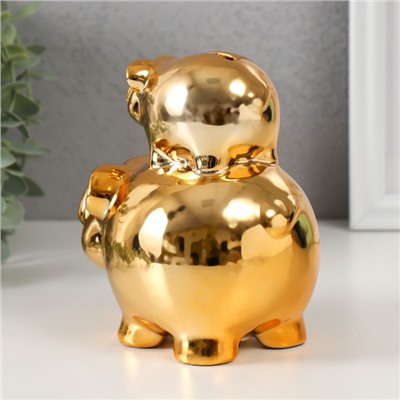 Копилка для денег «Две золотые свинки - пирамида», керамика, 12.5×8×14 см