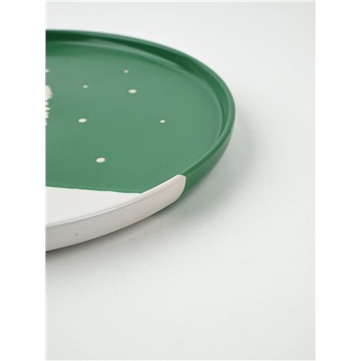 Тарелка новогодняя плоская «Зимний лес», d=21.7 см, ручная работа