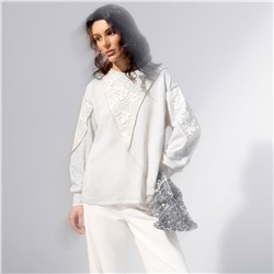 Свитшот комбинированный с кружевом, Границы нежности (серый)