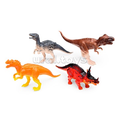 Игрушка пластизоль "Динозавры" 4 шт пакет, хеддер Рассказы о животных