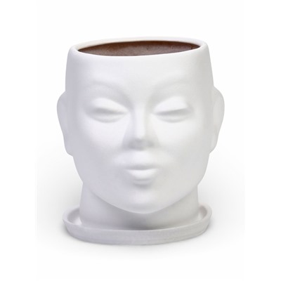Декоративный горшок для цветов «Голова», керамический, 1.3 л, 16×16×14 см, белый