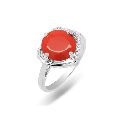 Кольцо из серебра коралл, МЦВ986