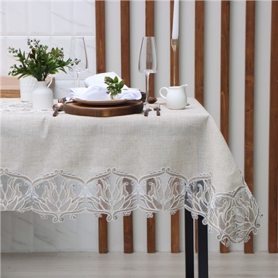 Скатерть «Этель. Ажурная», 120×150±5 см, бежевая