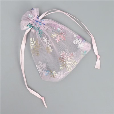 Мешочек подарочный органза «Нежность в Новом Году», голография, органза, 10×12 см ± 1.5 см