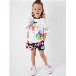 Комплект трикотажный для девочек: фуфайка (футболка), шорты