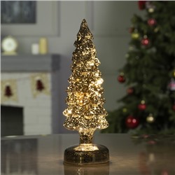 Светодиодная фигура «Серебристая ёлка» 9×29×9 см, стекло, батарейки АААх3 (не в комплекте), свечение тёплое белое