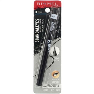 Rimmel London, Подводка-фломастер Scandaleyes, 001 черная, 1,1 мл