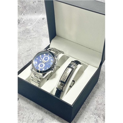 Подарочный набор для мужчины часы и браслет + коробка #22853503
