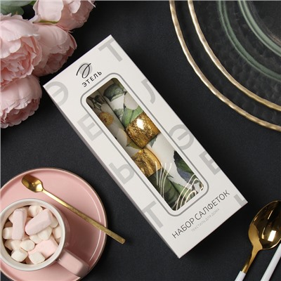 Набор салфеток с декоративными кольцами «Этель» Camellia, 40×40 см - 2 шт., 100% хлопок, саржа