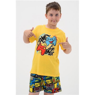 Пижама Хакер детская короткий рукав с шортами (Оранжевый)