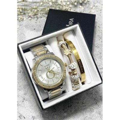 Подарочный набор для женщин часы, 2 браслета + коробка #22852961