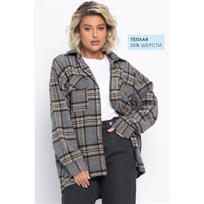 Пальто-рубашка Хармони (серо-бежевая) Б15041-5М