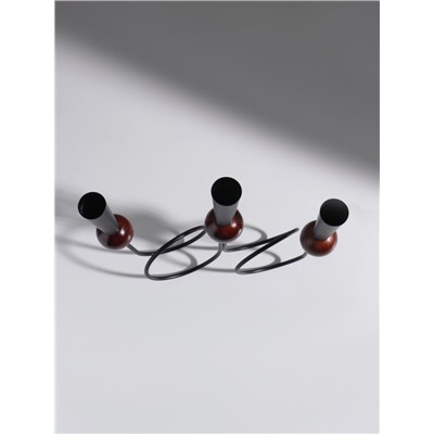 Подсвечник на 3 свечи «Канделябр. Параллельные вселенные», d=2.2 см, чёрный, 25×3.5×27.3 см