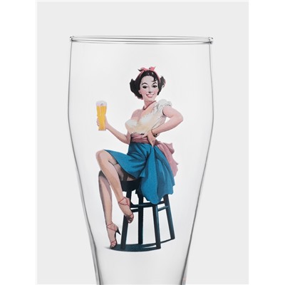 Пивной стакан Pin-up Beer, 500 мл, стекло, рисунок МИКС