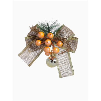 Ёлочные игрушки 2 шт. «Зимнее волшебство. Композиция на бантике» пластик, ягодки, 13×15 см