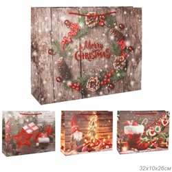 Пакет подарочный 26х32х10 / 362-61-M /уп 12/480/ микс Новый год