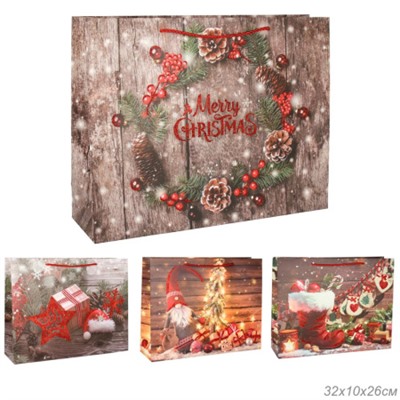 Пакет подарочный 26х32х10 / 362-61-M /уп 12/480/ микс Новый год