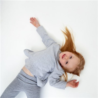 Свитшот для девочки с воланом KAFTAN: Basic line, серый, размер 34 (122-128 см)