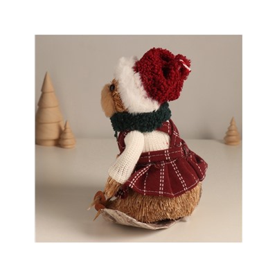 Фигурка новогодняя «Мишка в зимнем сарафане на лыжах», 20×19×11.5 см