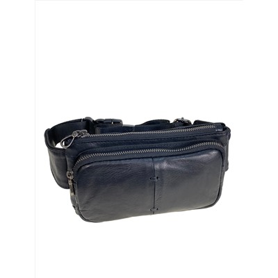 Мужская сумка на пояс из натуральной кожи, цвет черный