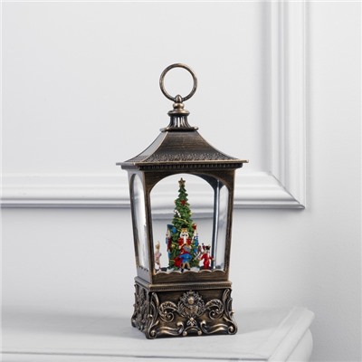 Светодиодная фигура «Фонарь с щелкунчиком» 13.5×28.5×13.5 см, пластик, батарейки ААх3 (не в комплекте), USB, свечение тёплое белое