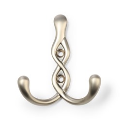Крючок мебельный CAPPIO PIGTAIL, двухрожковый, цвет матовый сатиновый никель