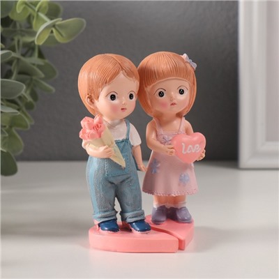 Набор фигурок полистоун «Парочка с сердцем и с букетом», 2 шт., 7×6.5×11 см