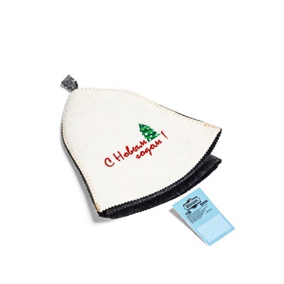 Шапка для бани и сауны «С Новым годом!», шерсть, полиэстер, «Добропаровъ»