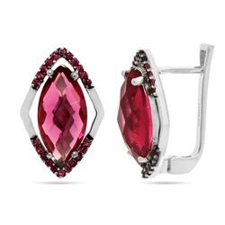 Серьги из серебра синт.рубин, нанорубин, Камея