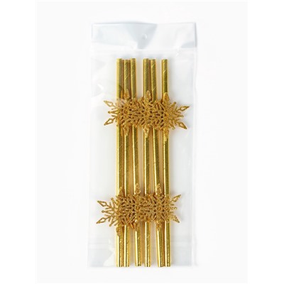 Трубочки для коктейлей «Снежинки», 6 шт.