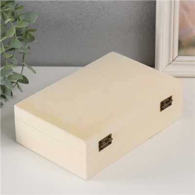 Шкатулка для росписи дерево с делениями «Прямоугольная», для творчества, декора, замок накидной, 19.5×13×6 см