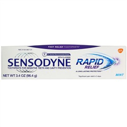 Sensodyne, Фтористая зубная паста «Мгновенный эффект», мята, 96,4 г