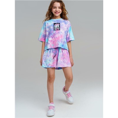 Комплект трикотажный для девочек: фуфайка (футболка), шорты