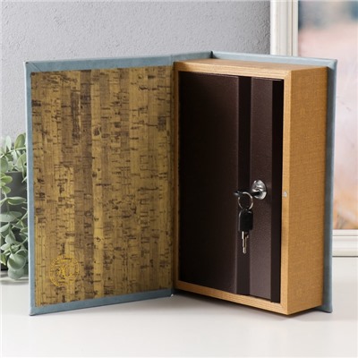 Шкатулка книга - сейф «Растительный узор», дерево и искусственная кожа, с замком, 27×18×7 см