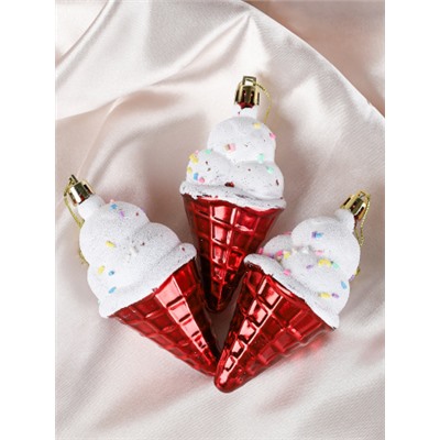 Новогоднее украшение Мороженое 3 штуки 4,5х9,5 см / WF-206 /уп 192/