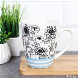 Кружка 400 мл Цветы / Q151/FD602 /уп 72/