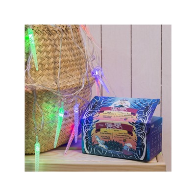 Гирлянда «Нить» 5 м с насадками «Сосульки граненые», IP20, прозрачная нить, 20 LED, свечение мульти (RG/RB), мигание, 220 В