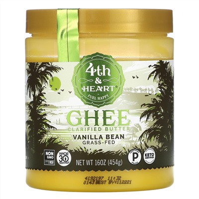 4th & Heart, Ghee Clarified Butter, Grass-Fed, Vanilla Bean, 16 oz (454 g)