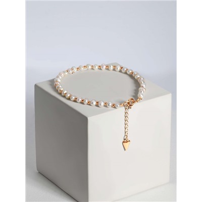 Браслет из золочёного серебра с пресноводным культивированным жемчугом - Сердце 251-20-211-18з