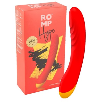 Красный изогнутый вибромассажер Romp Hype G-Spot - 21 см.