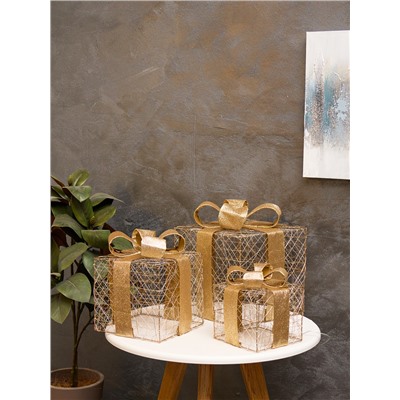 Фигура световая «Кубы золотистые», 25×20×15 см, 90 LED, батарейки ААх8 (не в компл.), свечение тёплое белое