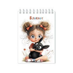 Блокнот А6 кл. 80л. "Малышка с кроликом" на гребне