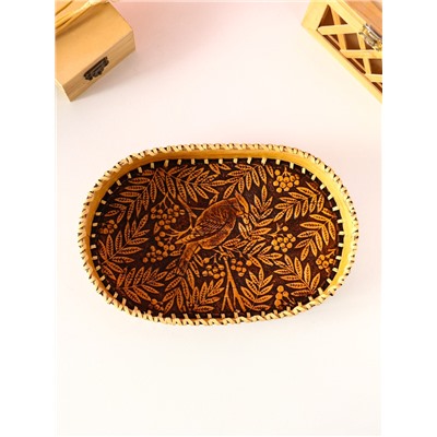 Сухарница традиционная «Птичка в рябине», 23×15×4.5 см, береста