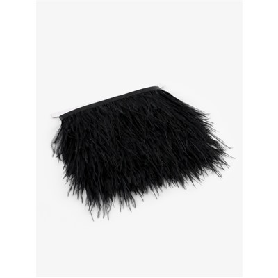 Перья страуса декоративные, на ленте, 8-10 см, 5±0.5 м, чёрные