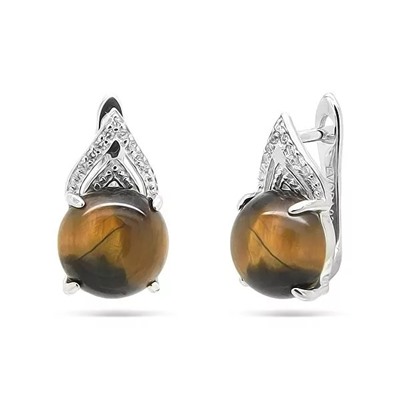 Серьги из серебра тигровый глаз, МЦВ533