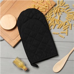 Варежка-прихватка «Этель» Kitchen, чёрная, 15×28 см, саржа, 100% хлопок