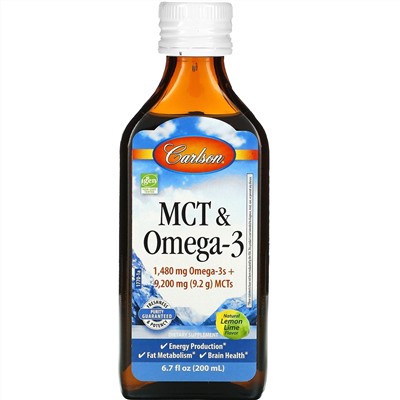 Carlson Labs, MCT и омега-3, натуральный вкус «лимон-лайм», 200 мл (6,7 жидких унций)